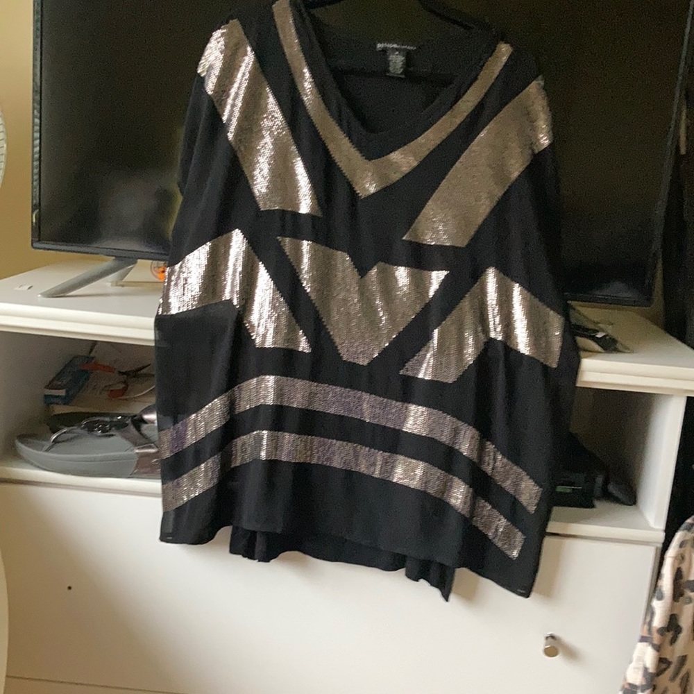 Black & pewter glitz blouse